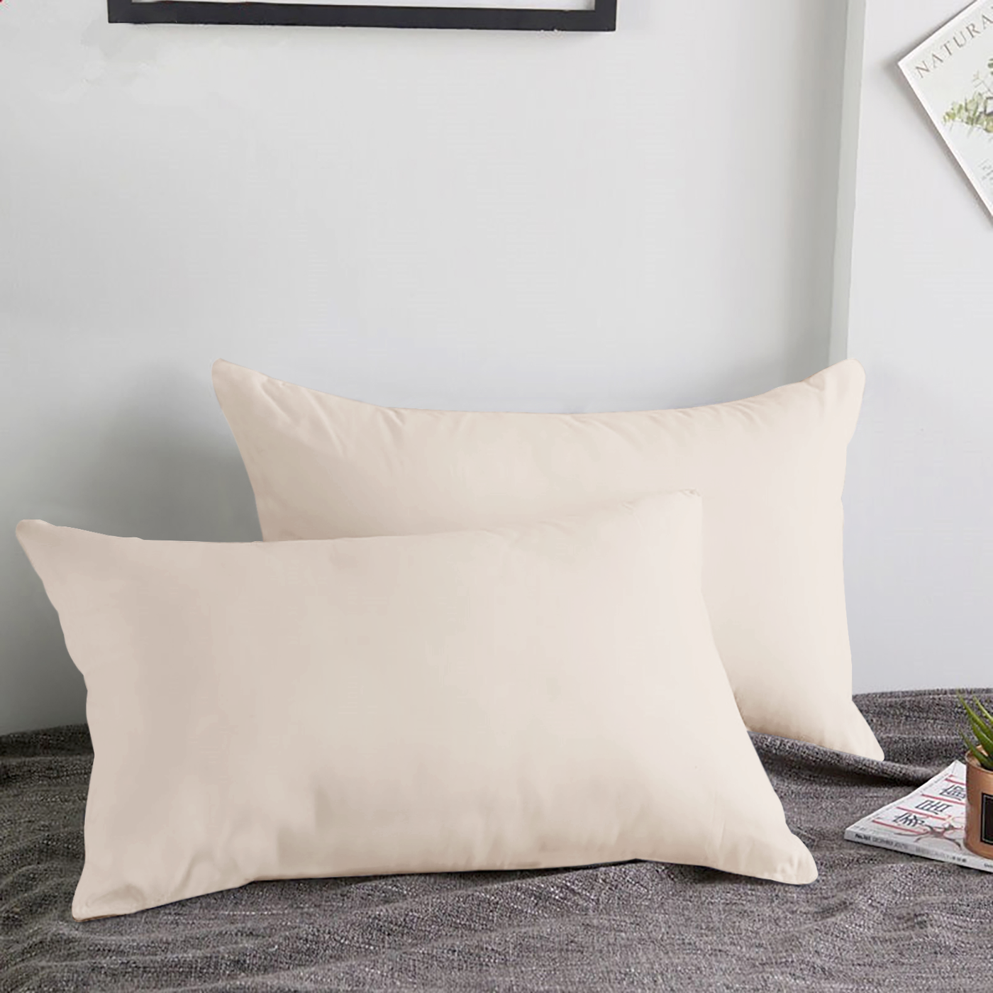 Pillow Cases Pair Microfiber Plain Pillow Covers