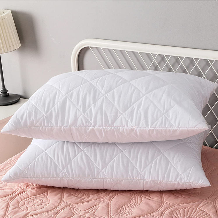 Deluxe Quilted Pillow White Pair