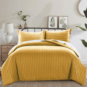 Ochre Striped Bedding Duvet Cover Set