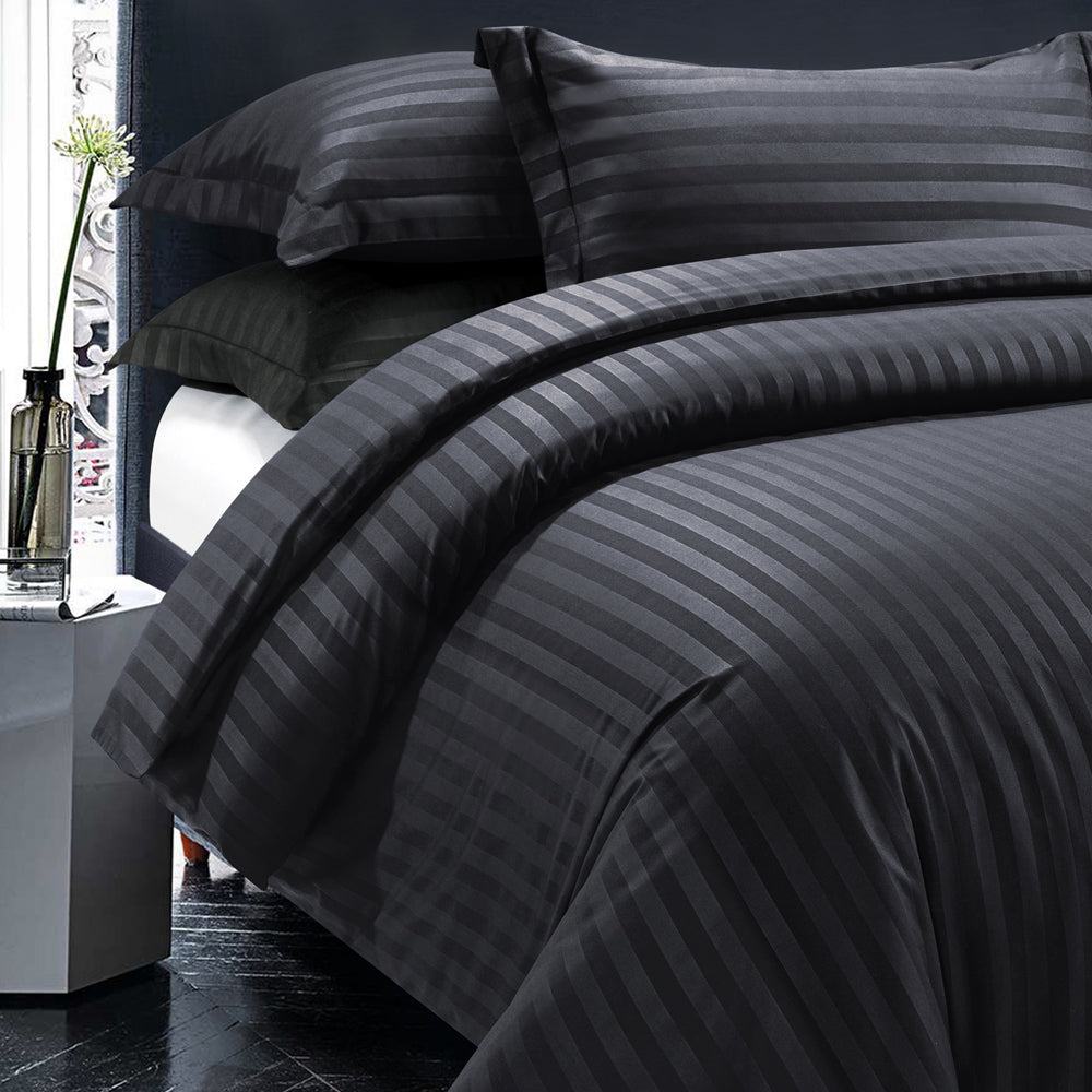 Black Striped Duvet Cover Pattern Bedding Set