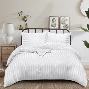 White Duvet Cover Striped Pattern Bedding Set